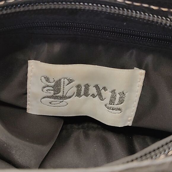 Luxy Black Crochet and Leather Shoulder Bag - Picture 6 of 9